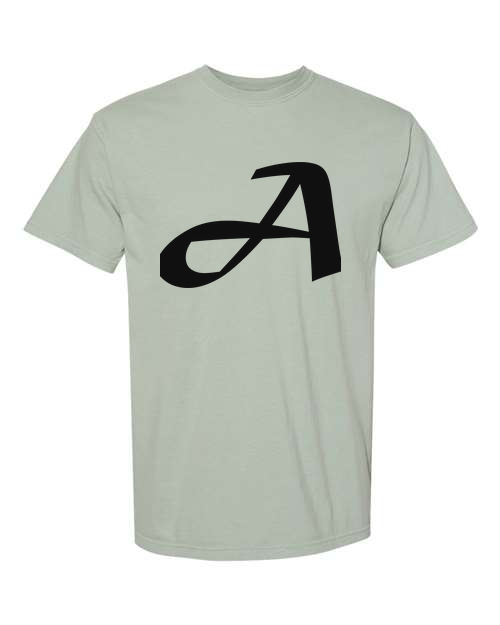 Alphabet A T-Shirt 9 inch calligraphy Black ink, Bay