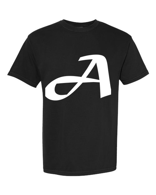 Alphabet A T-Shirt 9 inch calligraphy White ink, Black