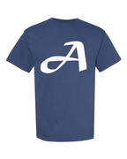Alphabet A T-Shirt 9 inch calligraphy White ink, China Blue