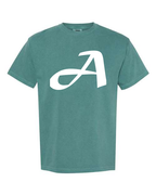 Alphabet A T-Shirt 9 inch calligraphy White ink, Emerald
