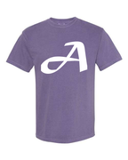 Alphabet A T-Shirt 9 inch calligraphy White ink, Grape