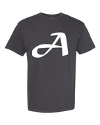 Alphabet A T-Shirt 9 inch calligraphy White ink, Graphite