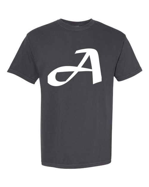 Alphabet A T-Shirt 9 inch calligraphy White ink, Graphite