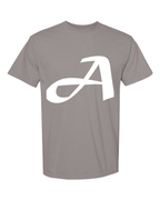 Alphabet A T-Shirt 9 inch calligraphy White ink, Grey
