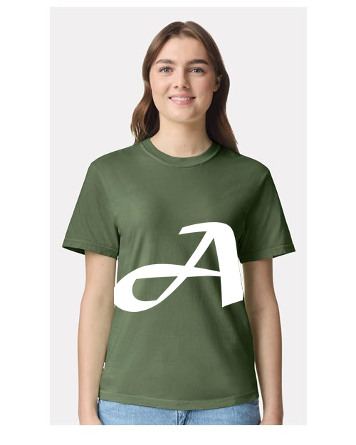 Alphabet A T-Shirt 9 inch calligraphy White ink, Hemp