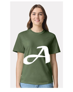 Alphabet A T-Shirt 9 inch calligraphy White ink, Hemp