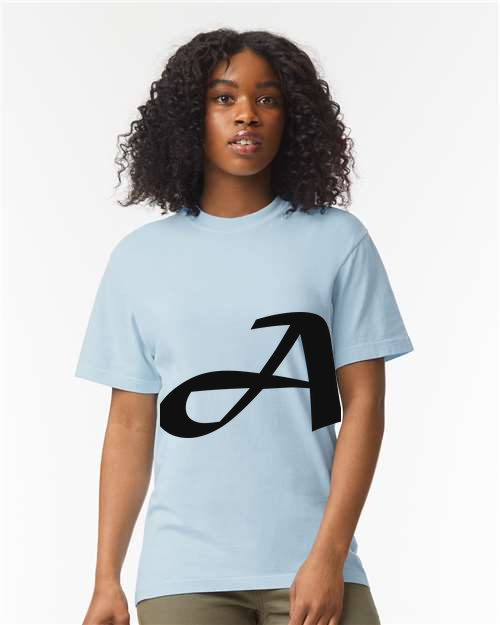 Alphabet A T-Shirt 9 inch calligraphy Black ink, Hydrangea