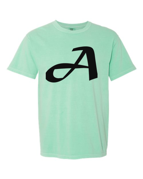 Alphabet A T-Shirt 9 inch calligraphy Black ink, Island Reef