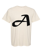 Alphabet A T-Shirt 9 inch calligraphy Black ink, Ivory
