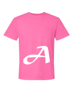 Alphabet A T-Shirt 9 inch calligraphy White ink, Neon Pink
