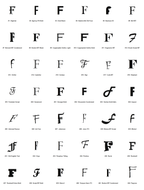 Pick your font - all 42 typefaces for letter F (preview)