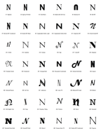 Pick your font - all 42 typefaces for letter N (preview)