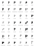 Pick your font - all 42 typefaces for letter P (preview)