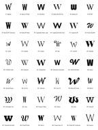 Pick your font - all 42 typefaces for letter W (preview)