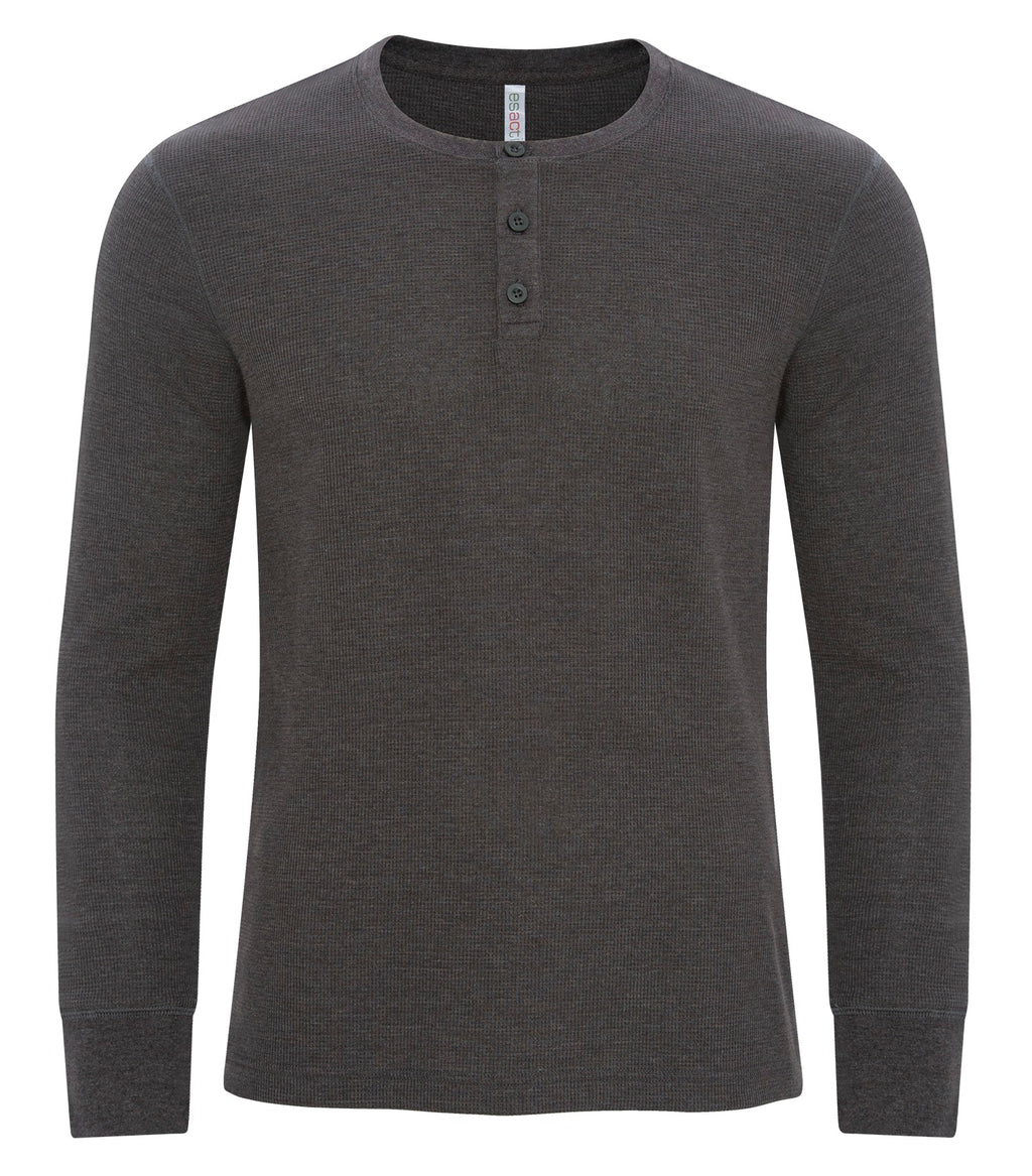 ATC ESACTIVE ATC8064, Vintage Thermal Long Sleeve Henley, Charcoal Heather