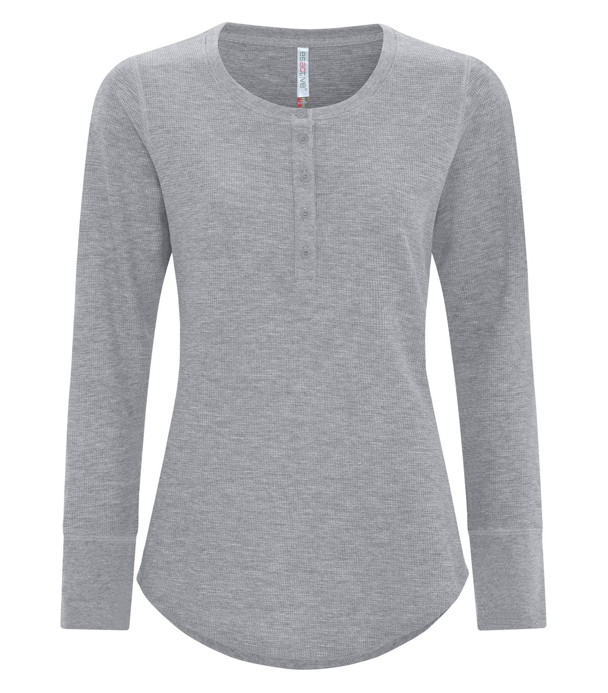 ATC ESACTIVE ATC8064L, Vintage Thermal Long Sleeve Ladies' Henley, Grey Heather*