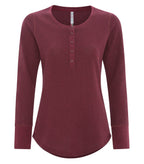 ATC ESACTIVE ATC8064L, Vintage Thermal Long Sleeve Ladies' Henley, Cardinal Heather
