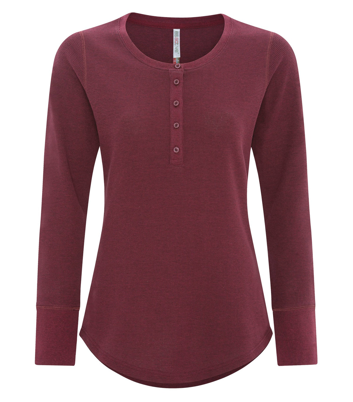 ATC ESACTIVE ATC8064L, Vintage Thermal Long Sleeve Ladies' Henley, Cardinal Heather