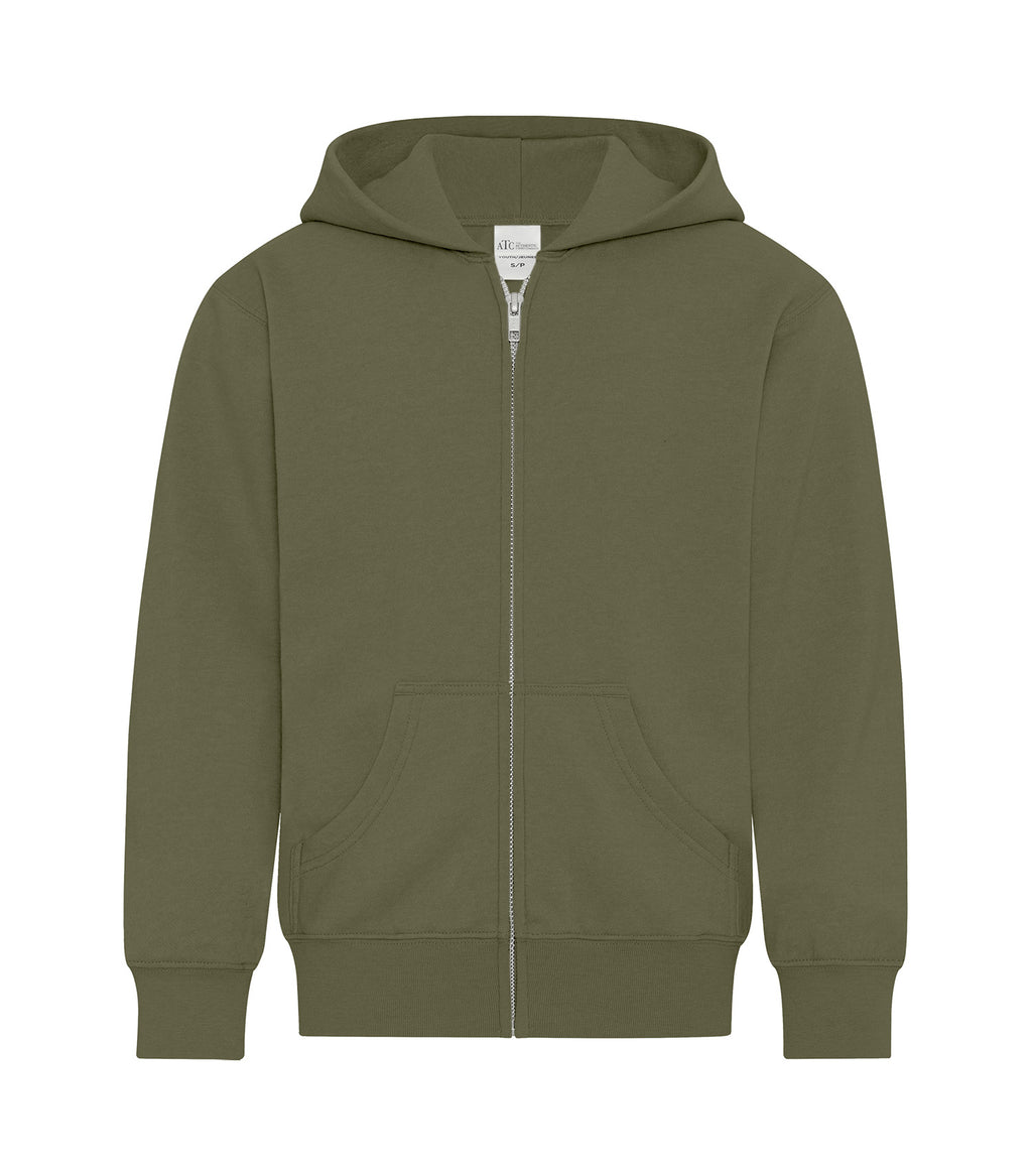 ATC Everyday Collection ATCY2600, Fleece Full Zip Youth Hoodie, Military Green