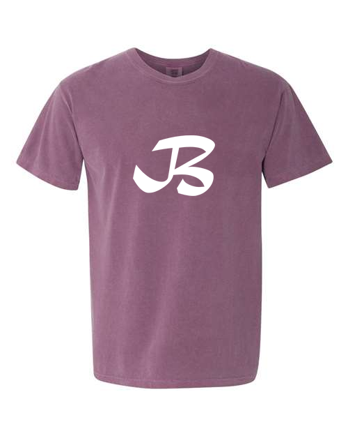 Alphabet B T-Shirt 9 inch calligraphy White ink, Berry