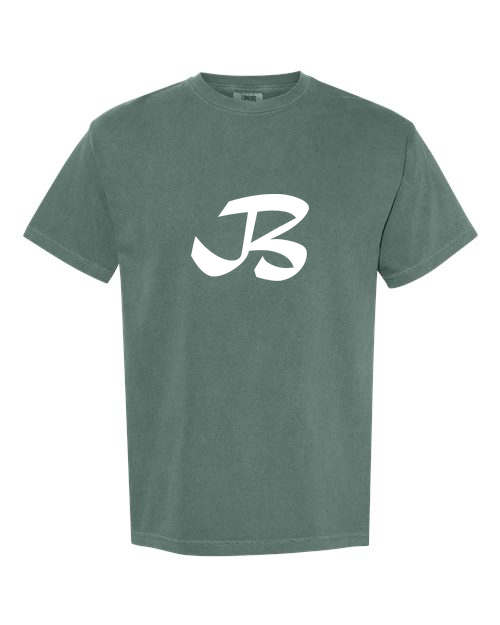 Alphabet B T-Shirt 9 inch calligraphy White ink, Blue Spruce