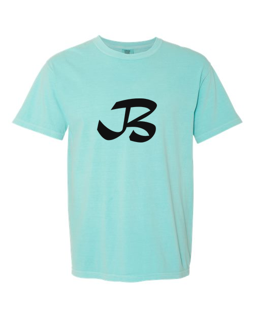 Alphabet B T-Shirt 9 inch calligraphy Black ink, Chalky Mint