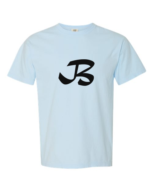 Alphabet B T-Shirt 9 inch calligraphy Black ink, Chambray