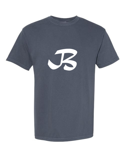 Alphabet B T-Shirt 9 inch calligraphy White ink, Denim