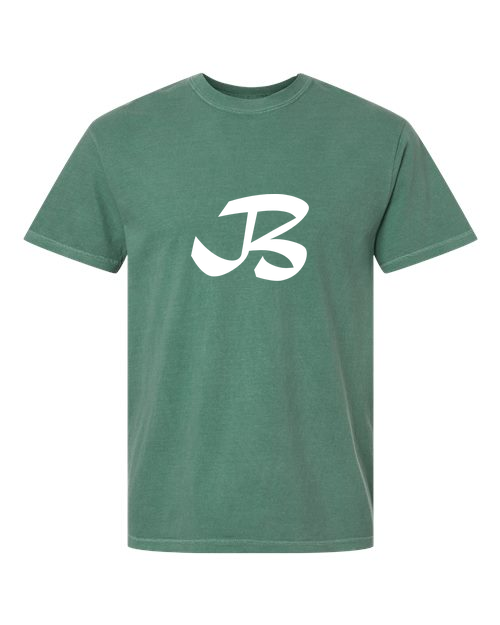 Alphabet B T-Shirt 9 inch calligraphy White ink, Light Green