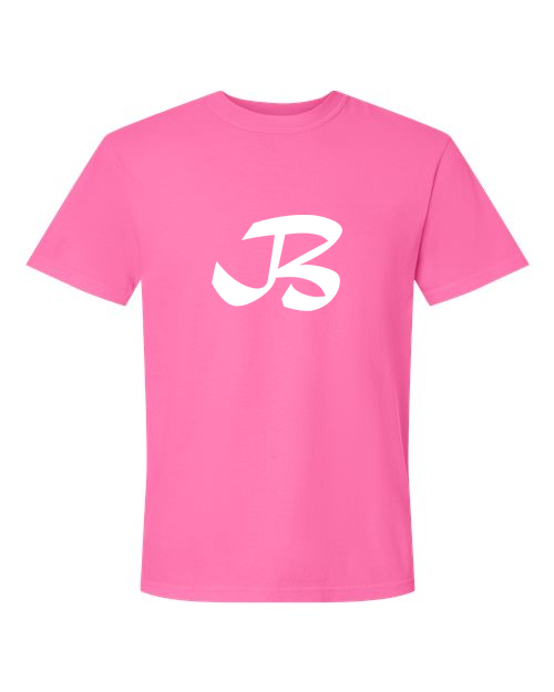 Alphabet B T-Shirt 9 inch calligraphy White ink, Neon Pink