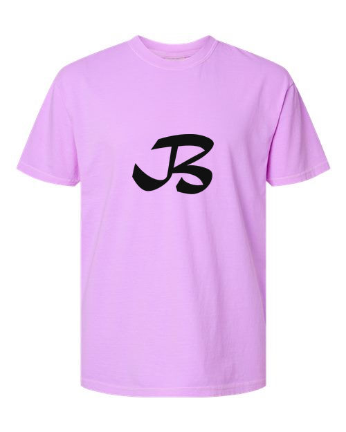 Alphabet B T-Shirt 9 inch calligraphy Black ink, Neon Violet