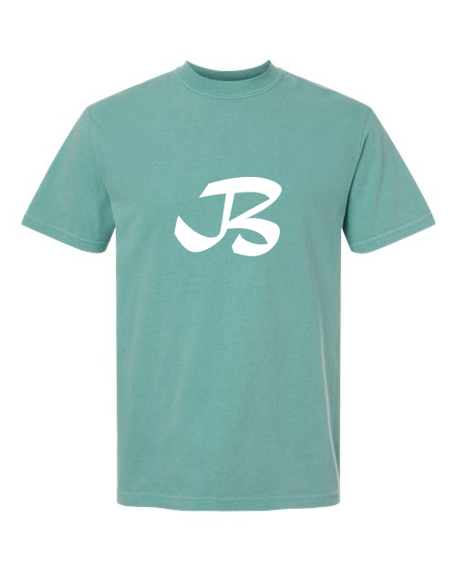 Alphabet B T-Shirt 9 inch calligraphy White ink, Seafoam