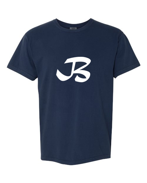 Alphabet B T-Shirt 9 inch calligraphy White ink, True Navy