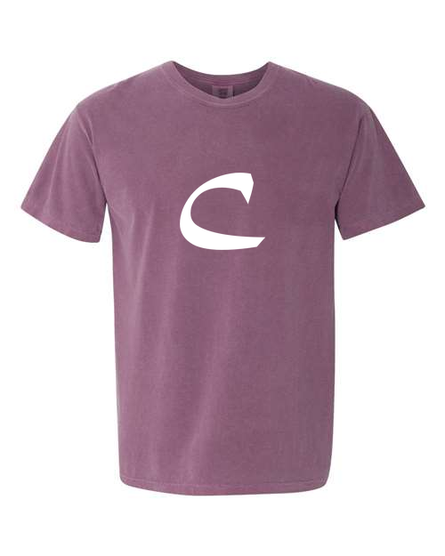 Alphabet C T-Shirt 9 inch calligraphy White ink, Berry