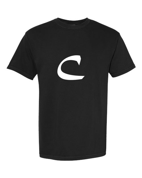 Alphabet C T-Shirt 9 inch calligraphy White ink, Black