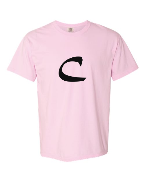 Alphabet C T-Shirt 9 inch calligraphy Black ink, Blossom