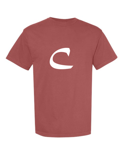 Alphabet C T-Shirt 9 inch calligraphy White ink, Brick