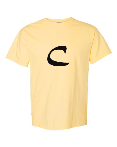 Alphabet C T-Shirt 9 inch calligraphy Black ink, Butter