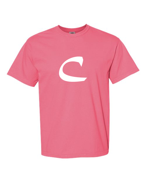 Alphabet C T-Shirt 9 inch calligraphy White ink, Crunchberry