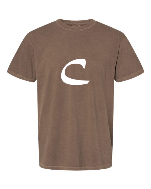 Alphabet C T-Shirt 9 inch calligraphy White ink, Espresso