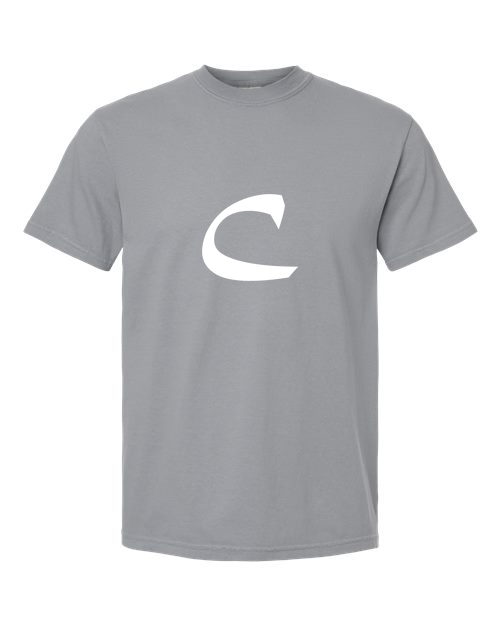 Alphabet C T-Shirt 9 inch calligraphy White ink, Granite