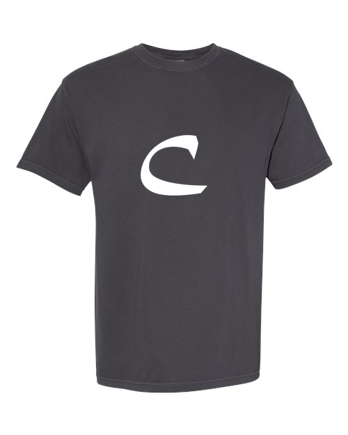 Alphabet C T-Shirt 9 inch calligraphy White ink, Graphite