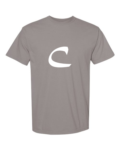 Alphabet C T-Shirt 9 inch calligraphy White ink, Grey