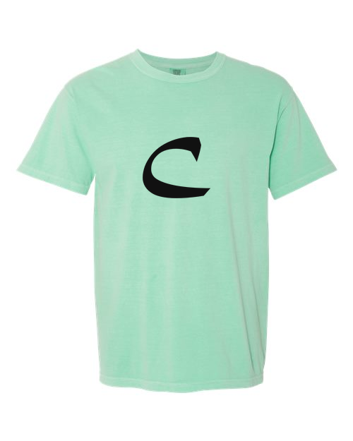 Alphabet C T-Shirt 9 inch calligraphy Black ink, Island Reef