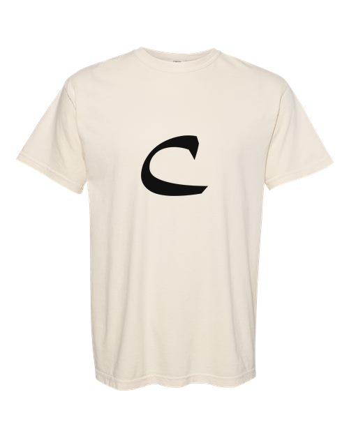 Alphabet C T-Shirt 9 inch calligraphy Black ink, Ivory