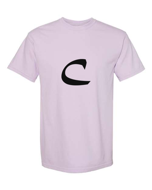 Alphabet C T-Shirt 9 inch calligraphy Black ink, Orchid