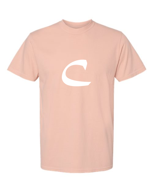 Alphabet C T-Shirt 9 inch calligraphy White ink, Peachy