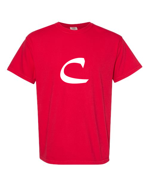 Alphabet C T-Shirt 9 inch calligraphy White ink, Red