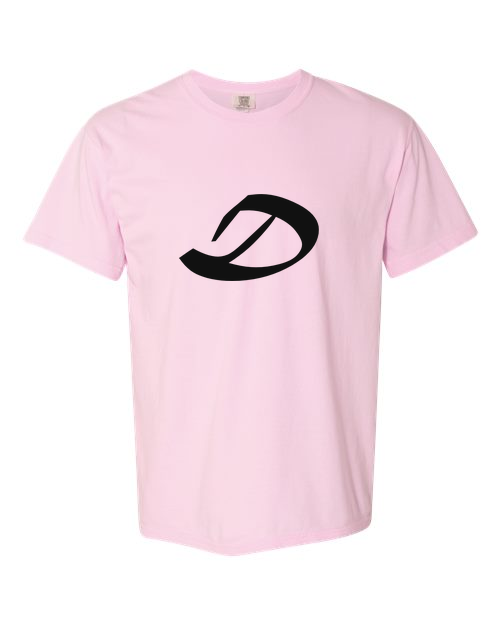 Alphabet D T-Shirt 9 inch calligraphy Black ink, Blossom