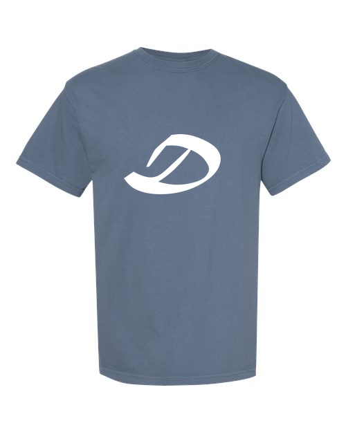 Alphabet D T-Shirt 9 inch calligraphy White ink, Blue Jean